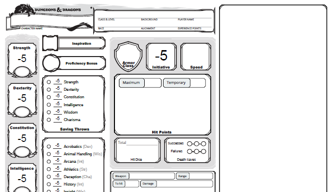 D D Character Sheet For 5e Fillable Pdf Free Download