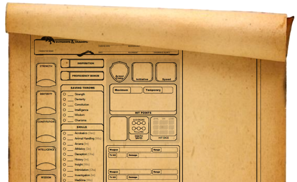 d d a4 character sheet for 5e fillable pdf free download